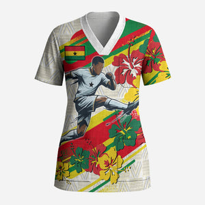 Personalized Ghana Football Scrub Top Soccer Player Kick - Floral Hibiscus