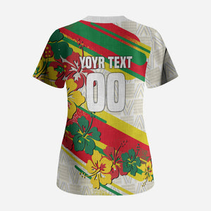 Personalized Ghana Football Scrub Top Soccer Player Kick - Floral Hibiscus