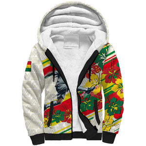 Personalized Ghana Football Sherpa Hoodie Soccer Player Kick - Floral Hibiscus