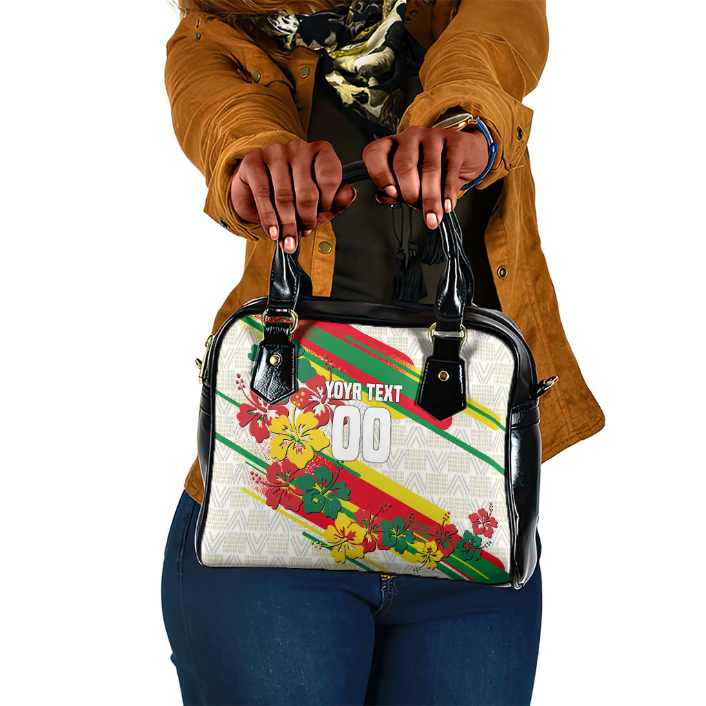 Personalized Ghana Football Shoulder Handbag Soccer Player Kick - Floral Hibiscus