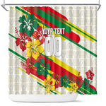 Personalized Ghana Football Shower Curtain Soccer Player Kick - Floral Hibiscus
