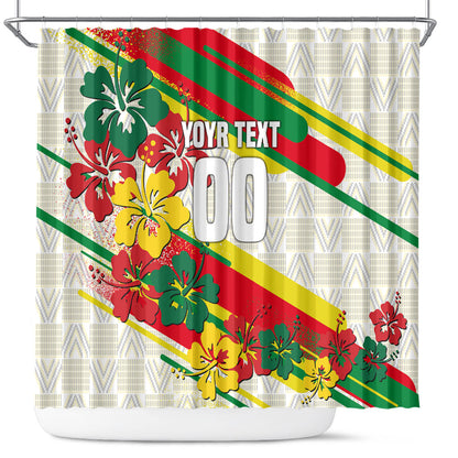 Personalized Ghana Football Shower Curtain Soccer Player Kick - Floral Hibiscus
