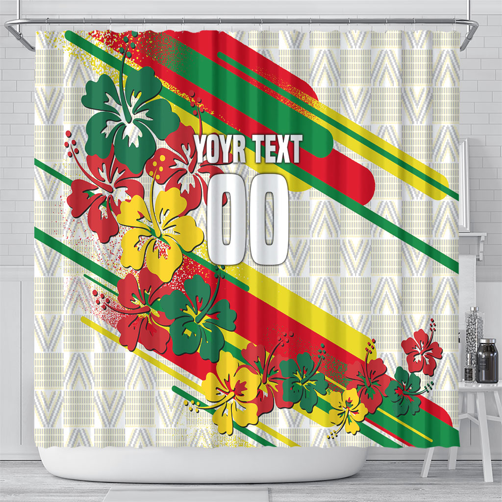 Personalized Ghana Football Shower Curtain Soccer Player Kick - Floral Hibiscus