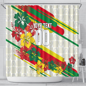 Personalized Ghana Football Shower Curtain Soccer Player Kick - Floral Hibiscus