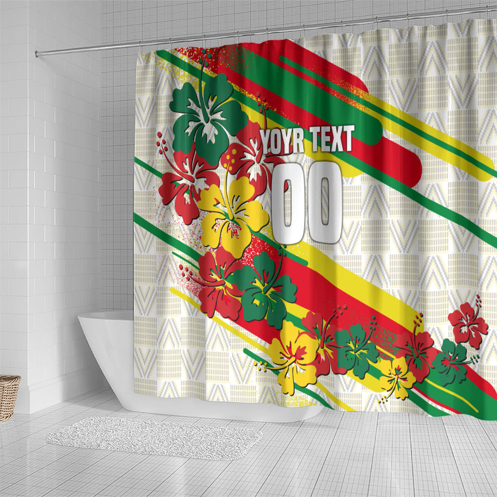 Personalized Ghana Football Shower Curtain Soccer Player Kick - Floral Hibiscus