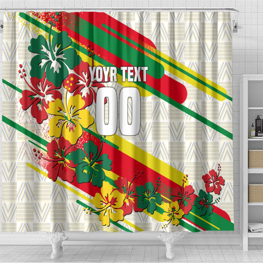 Personalized Ghana Football Shower Curtain Soccer Player Kick - Floral Hibiscus