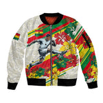 Personalized Ghana Football Sleeve Zip Bomber Jacket Soccer Player Kick - Floral Hibiscus