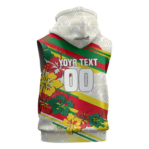 Personalized Ghana Football Sleeveless Zip Hoodie Soccer Player Kick - Floral Hibiscus