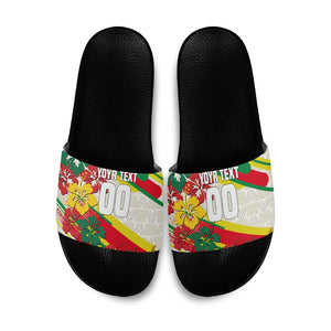 Personalized Ghana Football Slide Sandals Soccer Player Kick - Floral Hibiscus