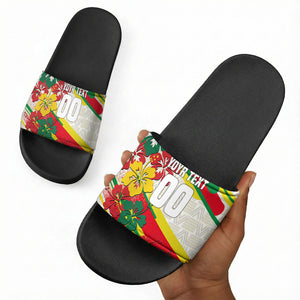 Personalized Ghana Football Slide Sandals Soccer Player Kick - Floral Hibiscus