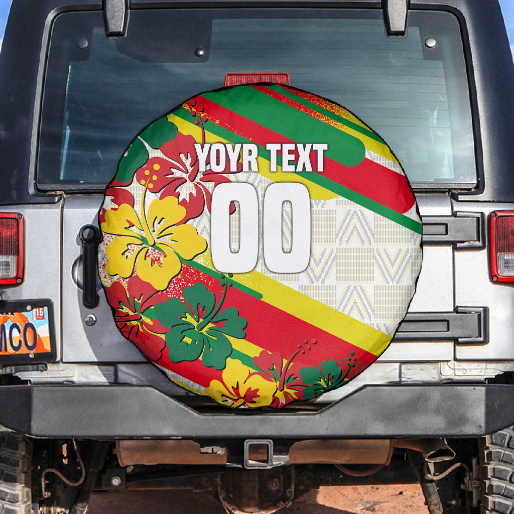 Personalized Ghana Football Spare Tire Cover Soccer Player Kick - Floral Hibiscus