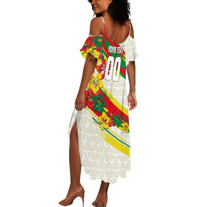 Personalized Ghana Football Summer Maxi Dress Soccer Player Kick - Floral Hibiscus