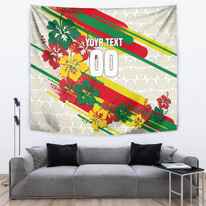 Personalized Ghana Football Tapestry Soccer Player Kick - Floral Hibiscus