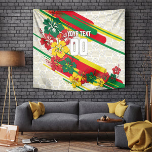 Personalized Ghana Football Tapestry Soccer Player Kick - Floral Hibiscus