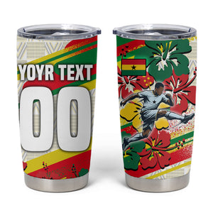 Personalized Ghana Football Tumbler Cup Soccer Player Kick - Floral Hibiscus