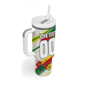 Personalized Ghana Football Tumbler With Handle Soccer Player Kick - Floral Hibiscus