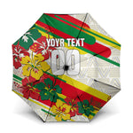 Personalized Ghana Football Umbrella Soccer Player Kick - Floral Hibiscus