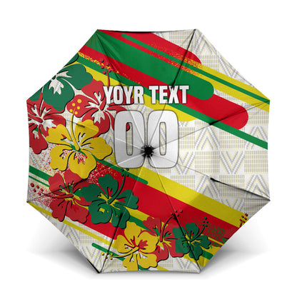 Personalized Ghana Football Umbrella Soccer Player Kick - Floral Hibiscus