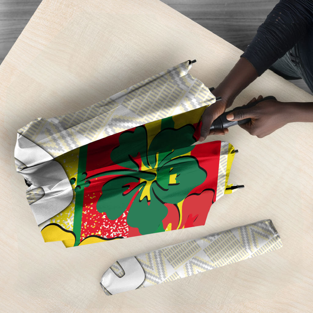 Personalized Ghana Football Umbrella Soccer Player Kick - Floral Hibiscus