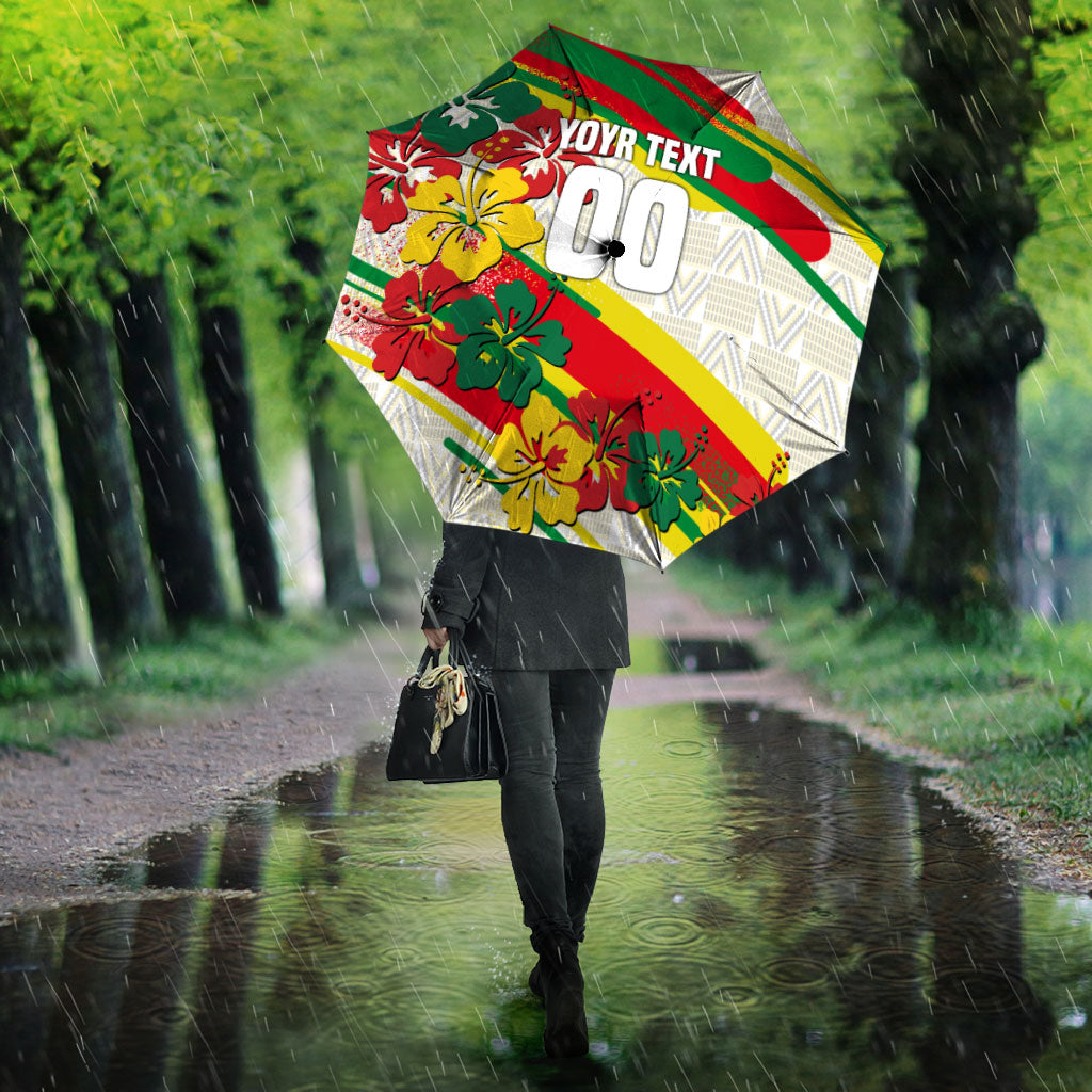 Personalized Ghana Football Umbrella Soccer Player Kick - Floral Hibiscus