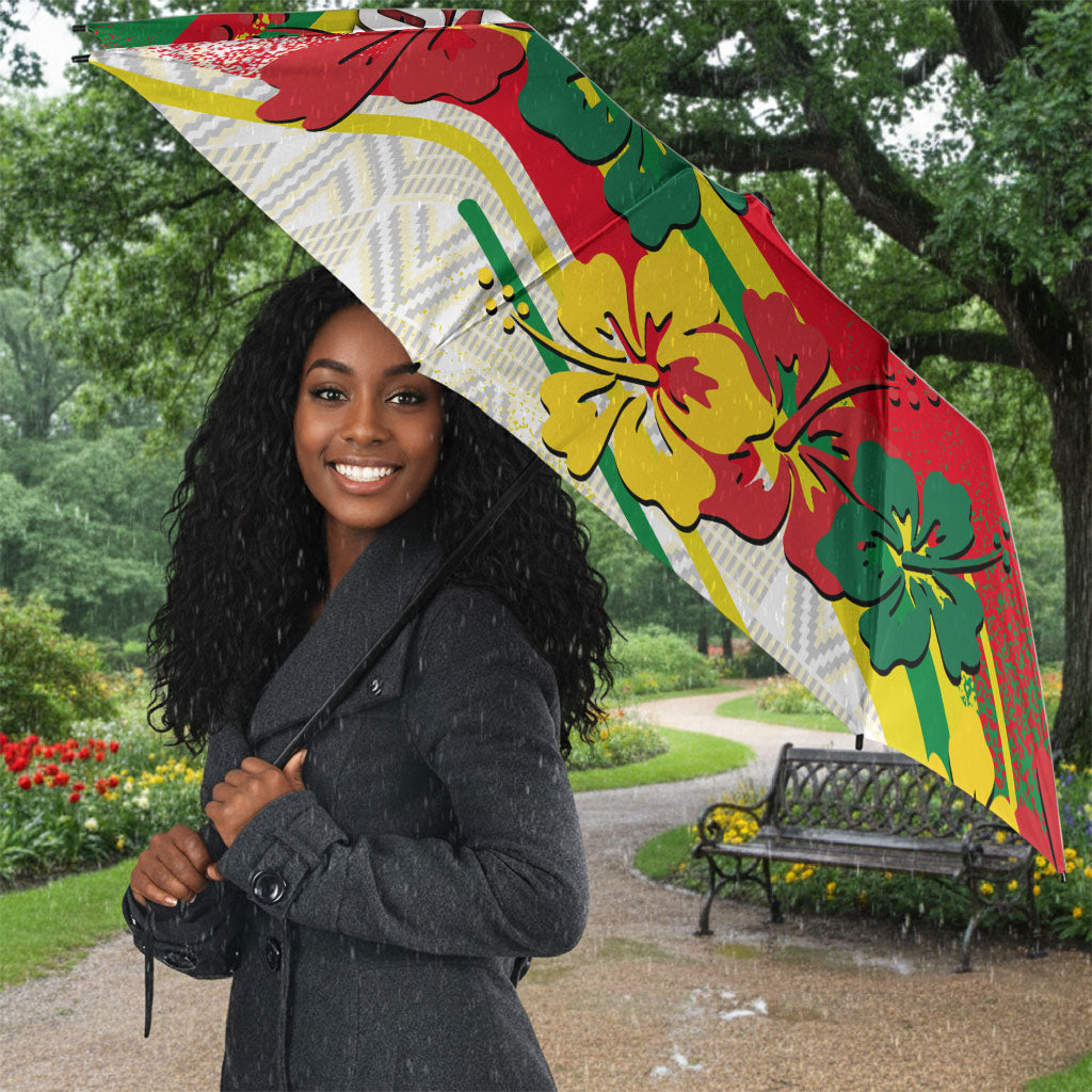 Personalized Ghana Football Umbrella Soccer Player Kick - Floral Hibiscus