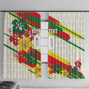 Personalized Ghana Football Window Curtain Soccer Player Kick - Floral Hibiscus