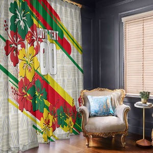 Personalized Ghana Football Window Curtain Soccer Player Kick - Floral Hibiscus