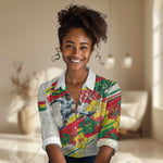 Personalized Ghana Football Women Casual Shirt Soccer Player Kick - Floral Hibiscus