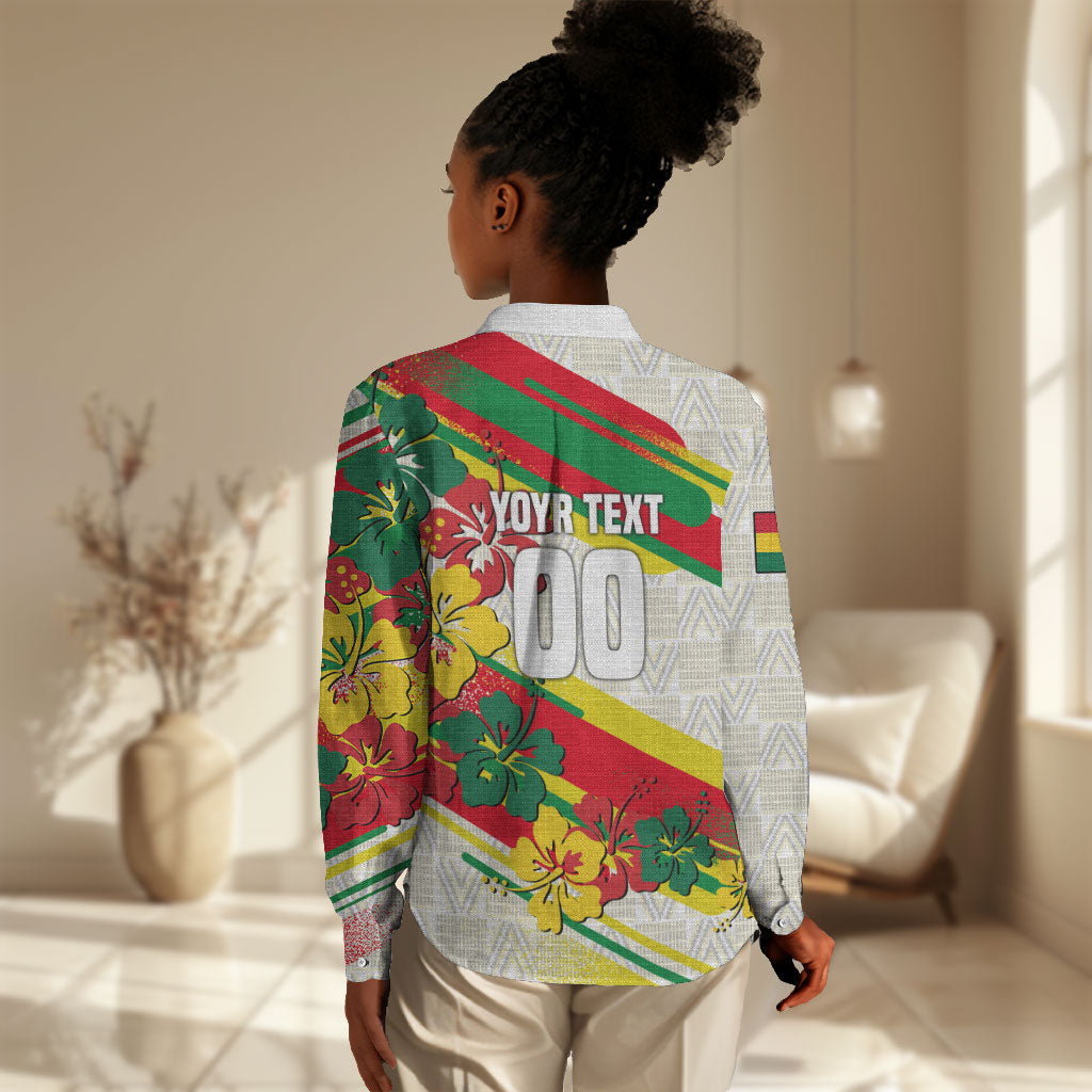 Personalized Ghana Football Women Casual Shirt Soccer Player Kick - Floral Hibiscus