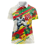 Personalized Ghana Football Women Polo Shirt Soccer Player Kick - Floral Hibiscus