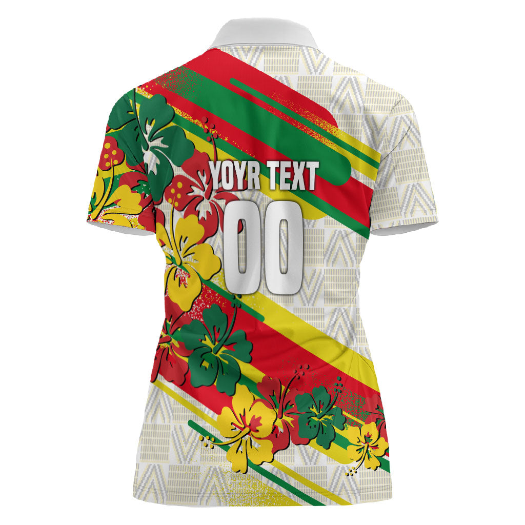 Personalized Ghana Football Women Polo Shirt Soccer Player Kick - Floral Hibiscus