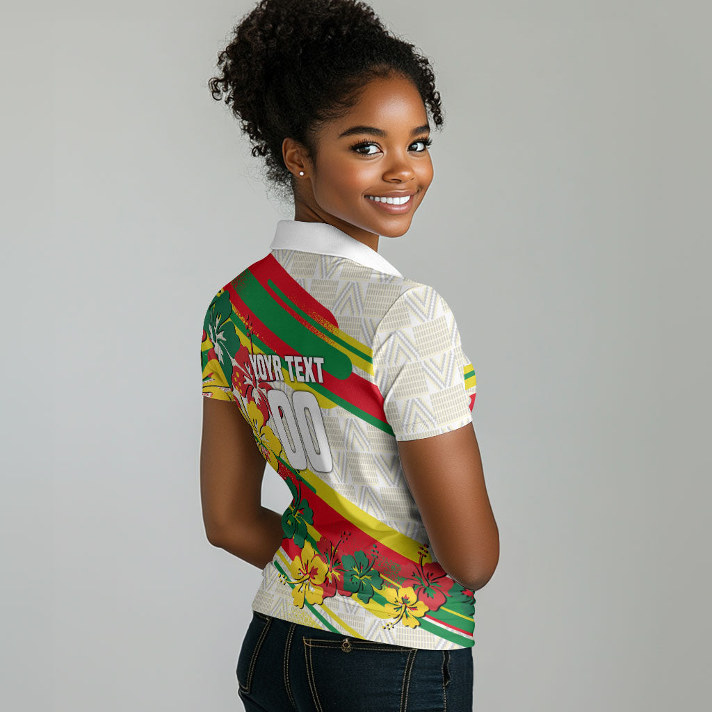 Personalized Ghana Football Women Polo Shirt Soccer Player Kick - Floral Hibiscus