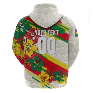 Personalized Ghana Football Zip Hoodie Soccer Player Kick - Floral Hibiscus