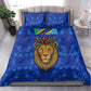 Tanzania Simba Lion Bedding Set - Floral Crown and Blue Mosaic Design