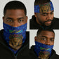 Tanzania Simba Lion Neck Gaiter - Floral Crown and Blue Mosaic Design TS04