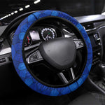 Tanzania Simba Lion Steering Wheel Cover - Floral Crown and Blue Mosaic Design