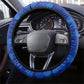 Tanzania Simba Lion Steering Wheel Cover - Floral Crown and Blue Mosaic Design