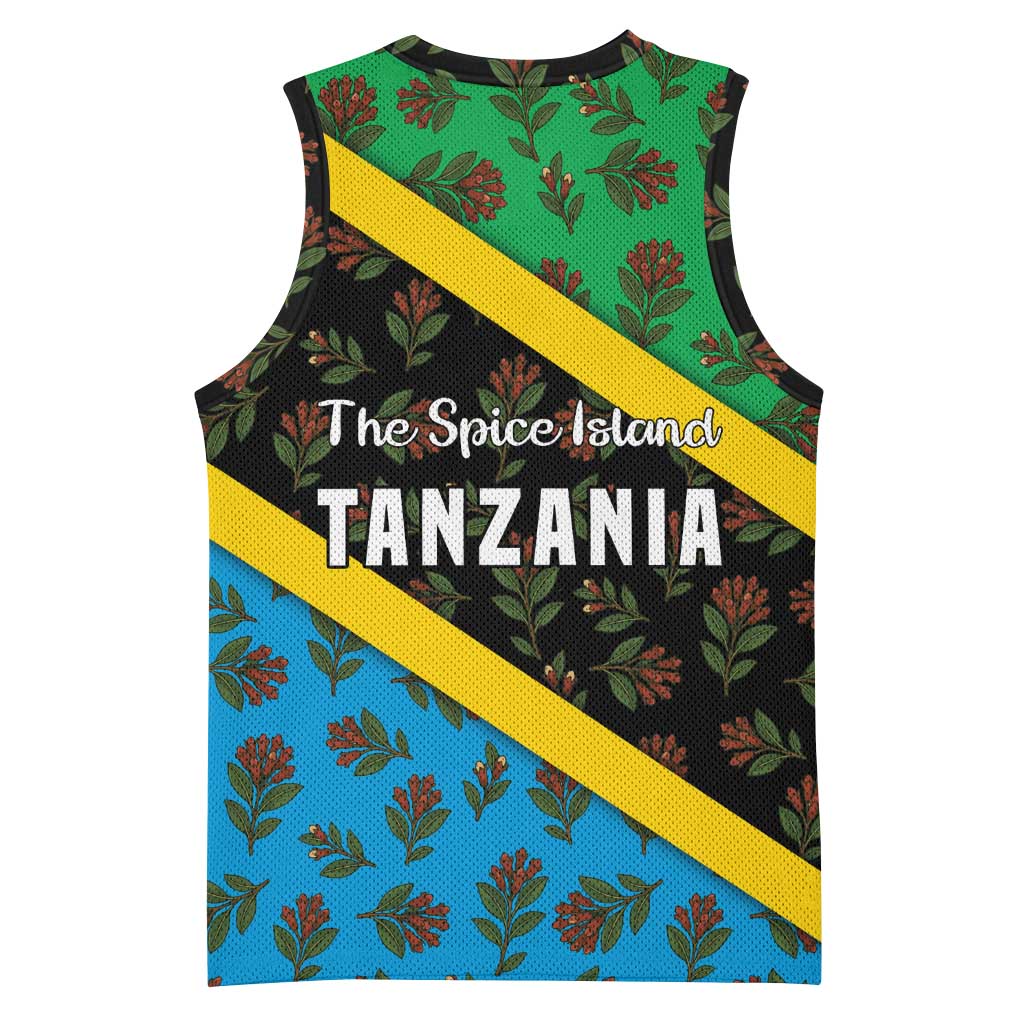 Tanzania Spice Island Basketball Jersey with Clove Leaf Pattern and National Flag Colors TS04