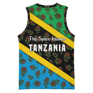 Tanzania Spice Island Basketball Jersey with Clove Leaf Pattern and National Flag Colors TS04