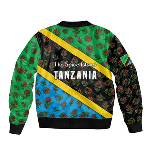 Tanzania Spice Island Bomber Jacket with Clove Leaf Pattern and National Flag Colors