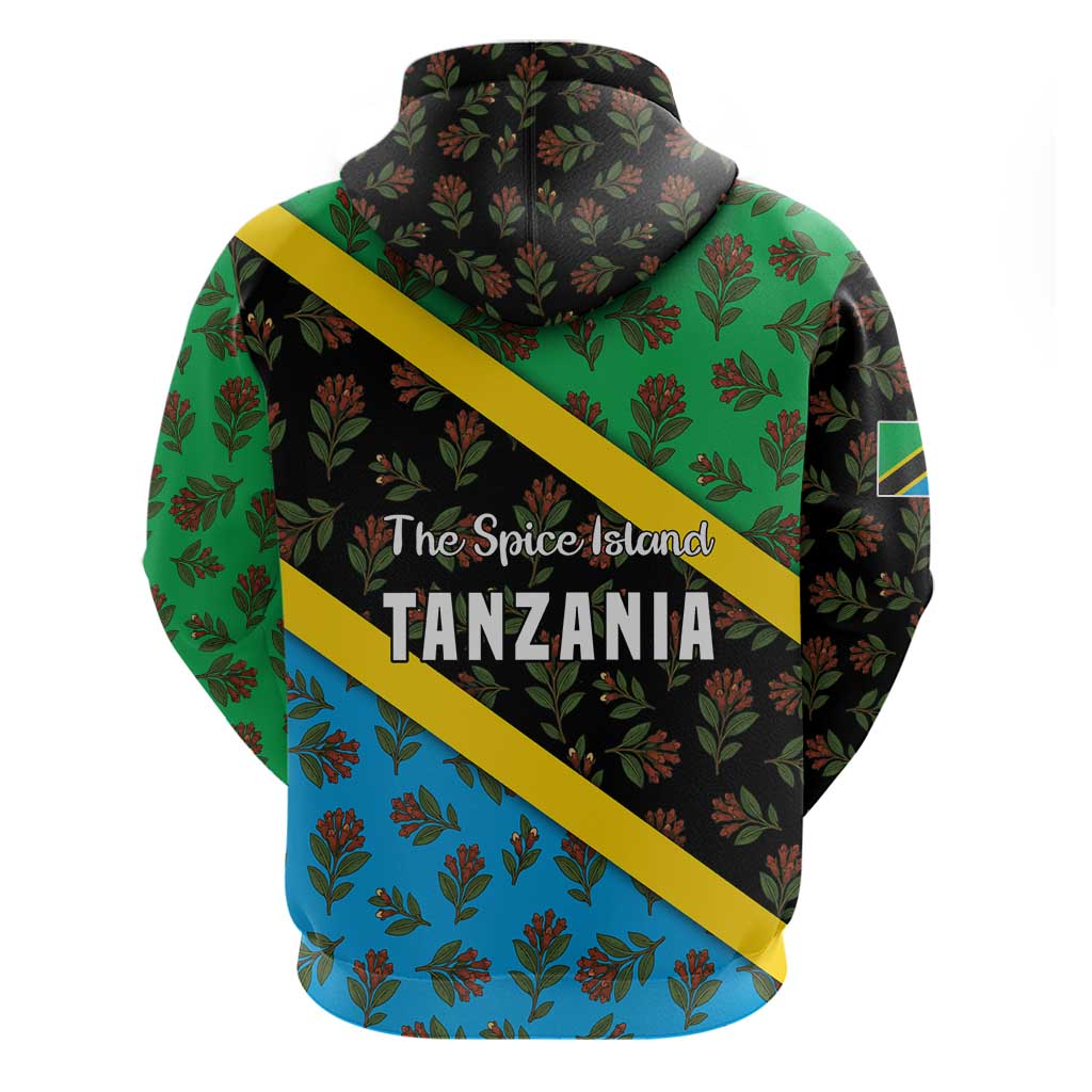 Tanzania Spice Island Hoodie with Clove Leaf Pattern and National Flag Colors