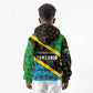 Tanzania Spice Island Kid Hoodie with Clove Leaf Pattern and National Flag Colors