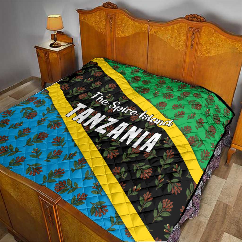 Tanzania Spice Island Quilt with Clove Leaf Pattern and National Flag Colors
