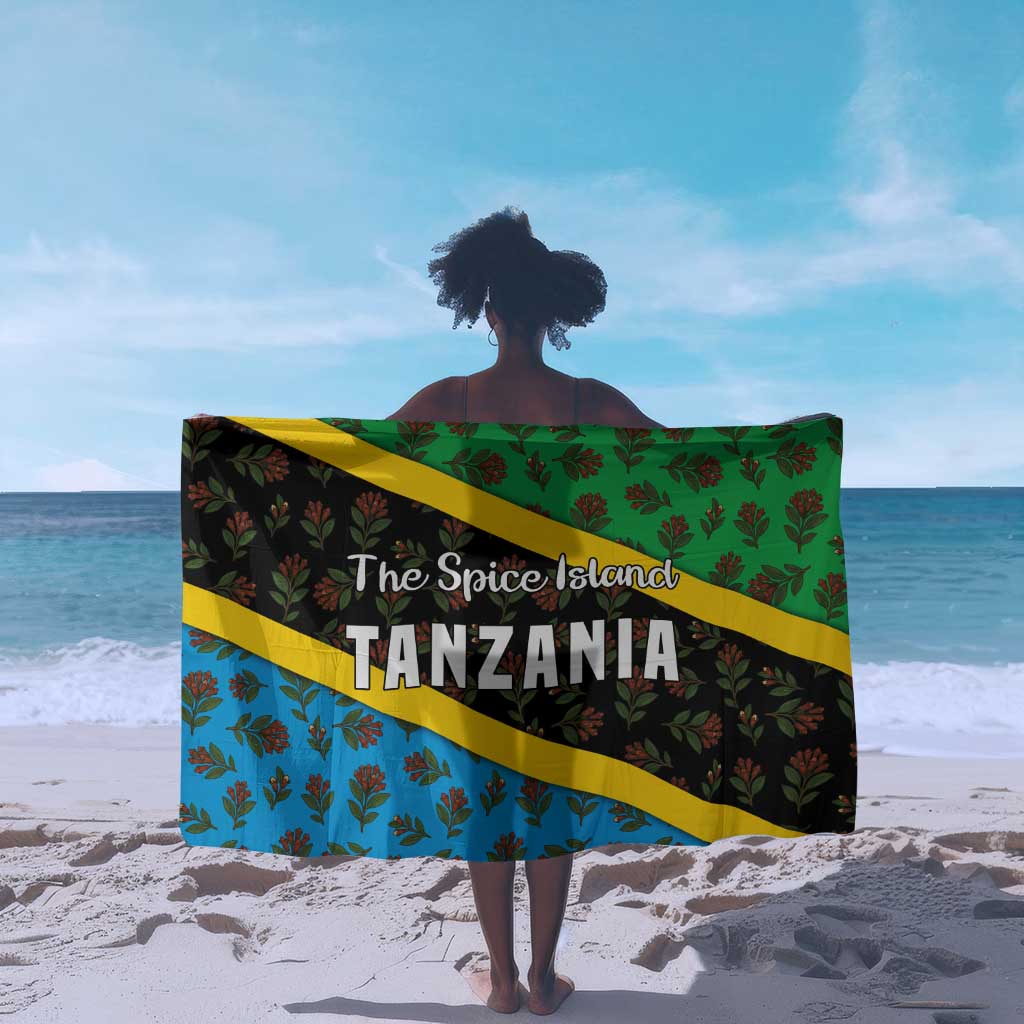 Tanzania Spice Island Sarong with Clove Leaf Pattern and National Flag Colors