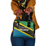 Tanzania Spice Island Shoulder Handbag with Clove Leaf Pattern and National Flag Colors