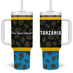 Tanzania Spice Island Tumbler With Handle with Clove Leaf Pattern and National Flag Colors