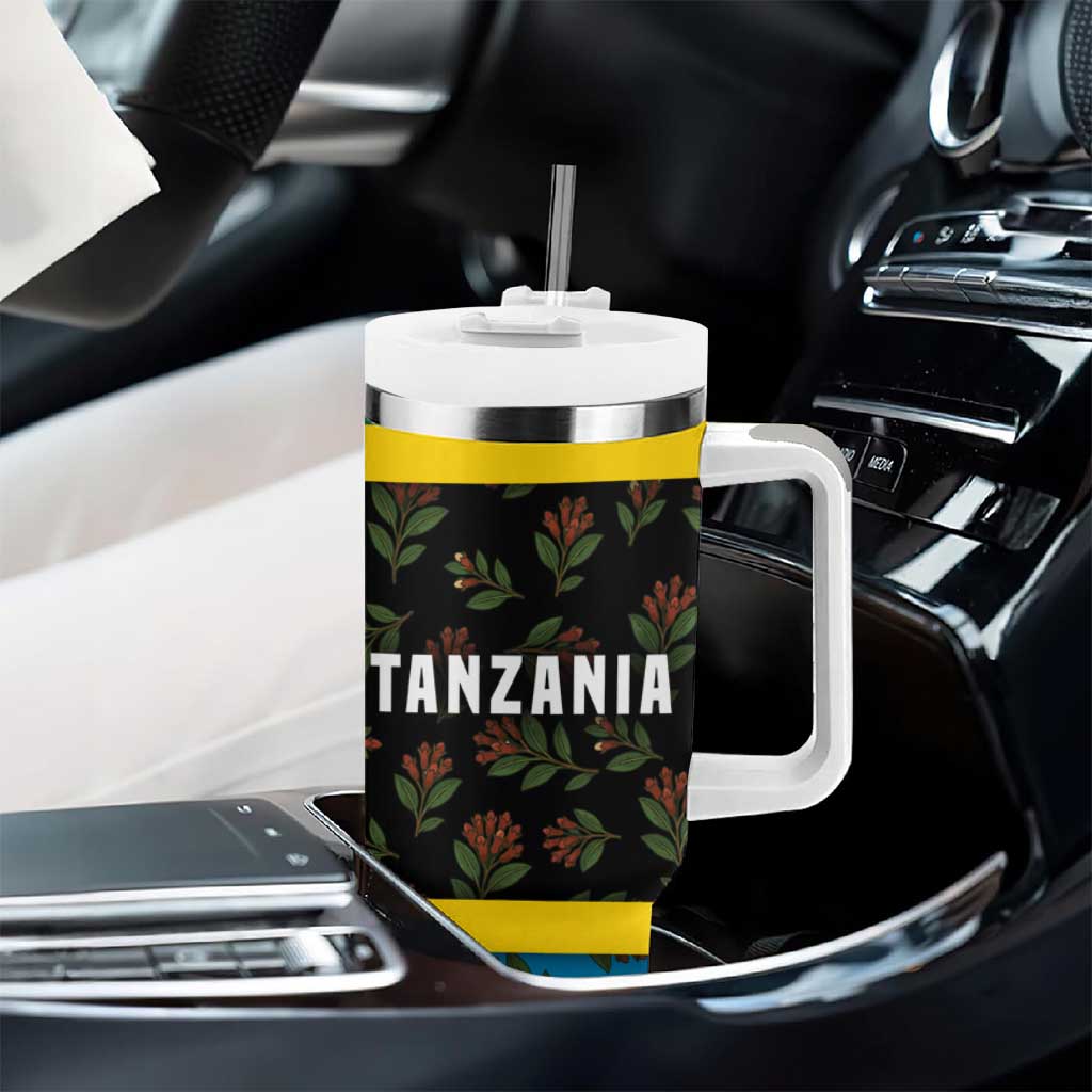 Tanzania Spice Island Tumbler With Handle with Clove Leaf Pattern and National Flag Colors