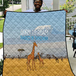 Tanzania Safari Giraffe Quilt - Tribal Patterns and Mount Kilimanjaro Scene