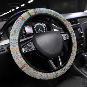 Tanzania Safari Giraffe Steering Wheel Cover - Tribal Patterns and Mount Kilimanjaro Scene