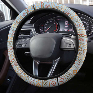 Tanzania Safari Giraffe Steering Wheel Cover - Tribal Patterns and Mount Kilimanjaro Scene